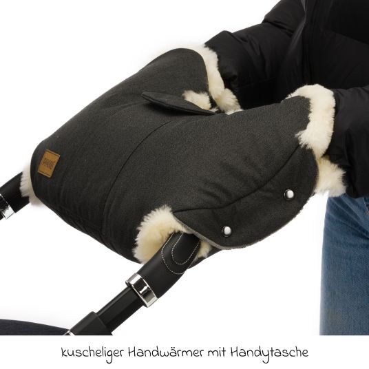 Fillikid Lammfell-Handwärmer Nyby Style für Buggy, Sport- und Kinderwagen - Ebenholz