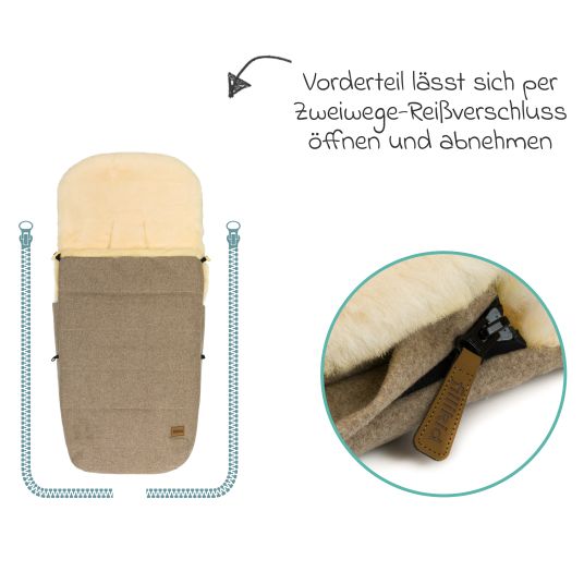 Fillikid Lammwoll-Fußsack Bernina Wool für Buggy, Sport- und Kinderwagen - Braun