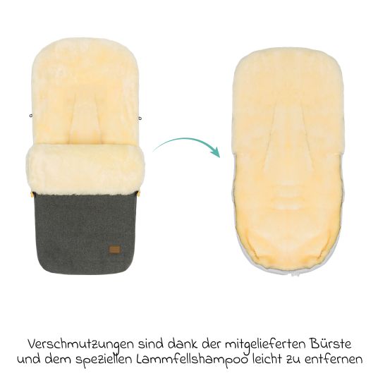 Fillikid Lammwoll-Fußsack Bernina Wool für Buggy, Sport- und Kinderwagen - Grau