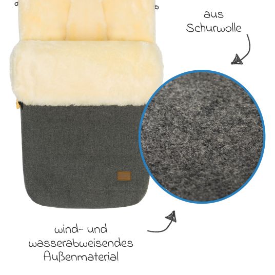 Fillikid Lammwoll-Fußsack Bernina Wool für Buggy, Sport- und Kinderwagen - Grau