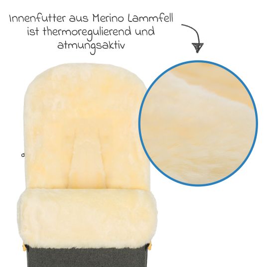 Fillikid Lammwoll-Fußsack Bernina Wool für Buggy, Sport- und Kinderwagen - Grau