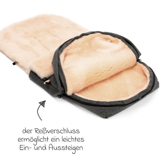 Fillikid Lammwoll-Fußsack Bernina Wool für Buggy, Sport- und Kinderwagen - Grau