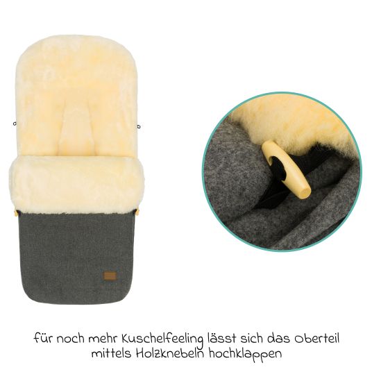 Fillikid Lammwoll-Fußsack Bernina Wool für Buggy, Sport- und Kinderwagen - Grau