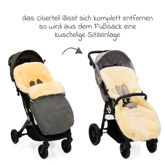 Fillikid Lammwoll-Fußsack Bernina Wool für Buggy, Sport- und Kinderwagen - Grau