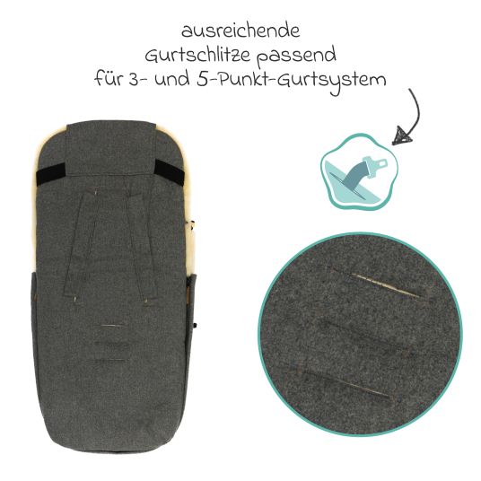 Fillikid Lammwoll-Fußsack Bernina Wool für Buggy, Sport- und Kinderwagen - Grau