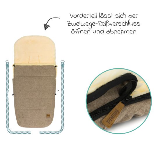 Fillikid Lammwoll-Fußsack Makalu Wool für Buggy, Sport- und Kinderwagen - Braun