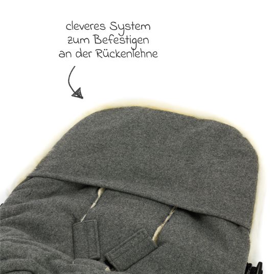 Fillikid Lammwoll-Fußsack Makalu Wool für Buggy, Sport- und Kinderwagen - Grau