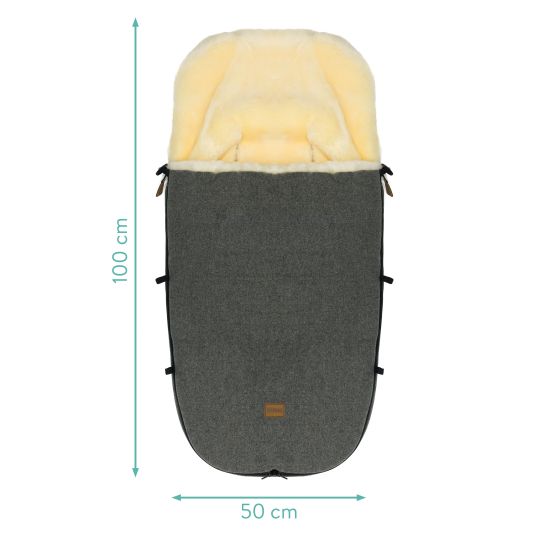 Fillikid Lammwoll-Fußsack Makalu Wool für Buggy, Sport- und Kinderwagen - Grau