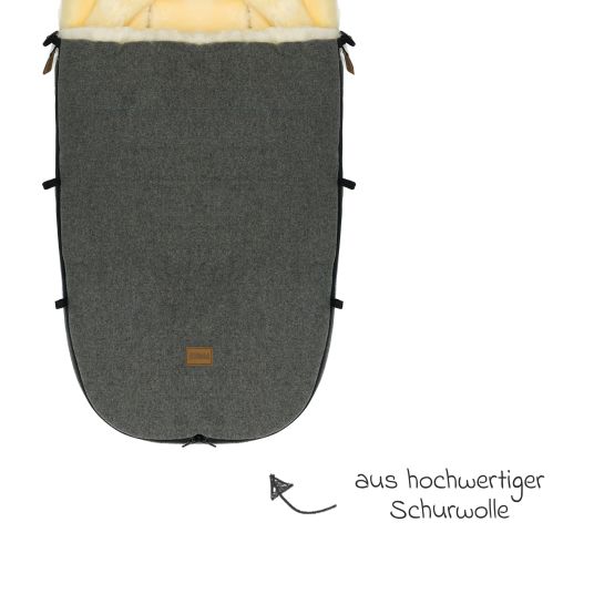 Fillikid Lammwoll-Fußsack Makalu Wool für Buggy, Sport- und Kinderwagen - Grau