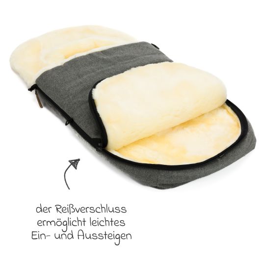 Fillikid Lammwoll-Fußsack Makalu Wool für Buggy, Sport- und Kinderwagen - Grau