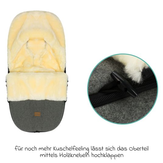 Fillikid Lammwoll-Fußsack Makalu Wool für Buggy, Sport- und Kinderwagen - Grau