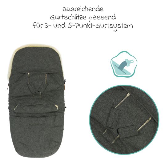 Fillikid Lammwoll-Fußsack Makalu Wool für Buggy, Sport- und Kinderwagen - Grau