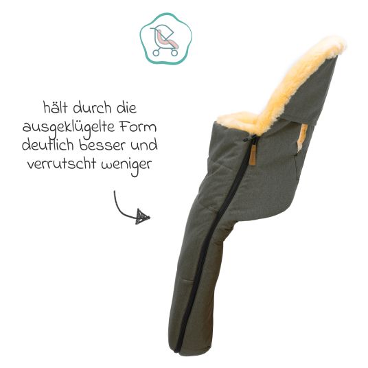 Fillikid Lammwoll-Fußsack Makalu Wool für Buggy, Sport- und Kinderwagen - Grau