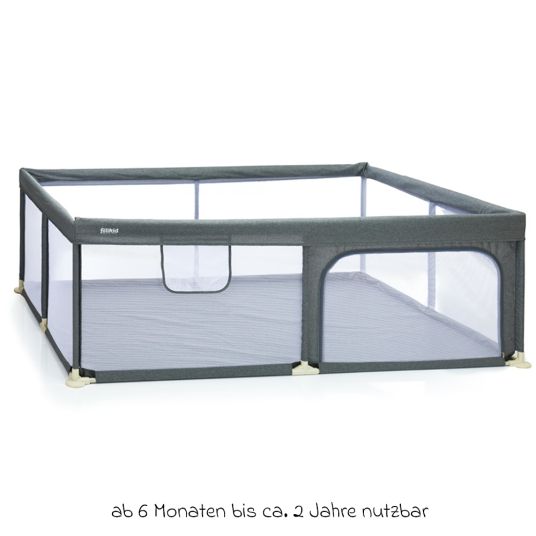 Fillikid Playpen Rio XL extra large with access at the side 180 x 120 cm - gray