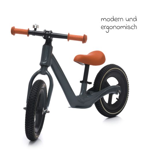 Fillikid Speedy SL balance bike con ruote pneumatiche da 12 pollici, telaio in alluminio e campanello - grigio
