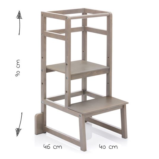 Fillikid Lernturm 3-fach höhenverstellbar bis 90 kg belastbar - Grau