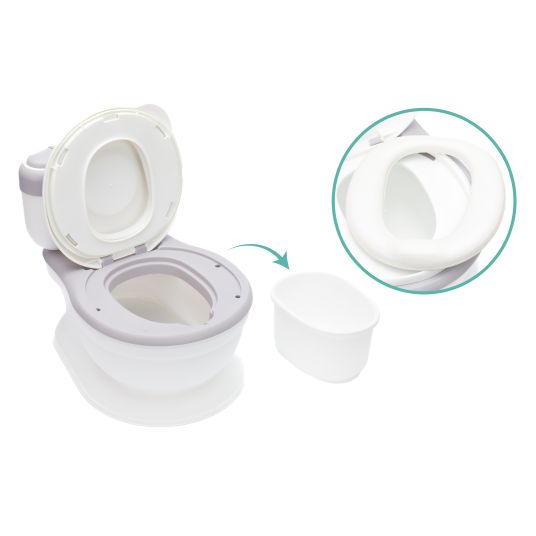 Fillikid Mini toilette Marlin con suono di risciacquo e 6 melodie, scomparto extra con contenitore rimovibile