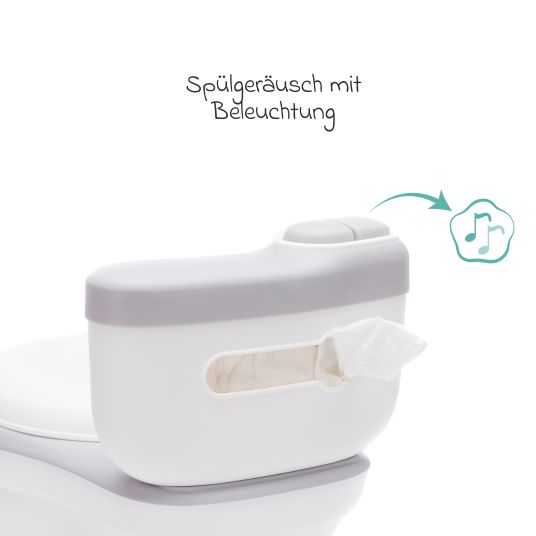 Fillikid Mini toilette Marlin con suono di risciacquo e 6 melodie, scomparto extra con contenitore rimovibile