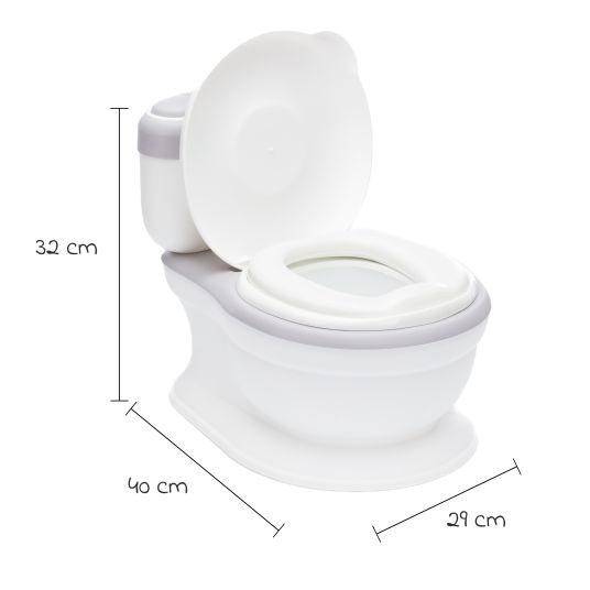 Fillikid Mini toilette Marlin con suono di risciacquo e 6 melodie, scomparto extra con contenitore rimovibile