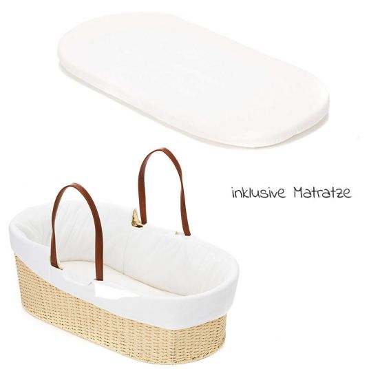 Fillikid Mosaic basket set with rocking frame incl. inner cover & mattress - White Nature