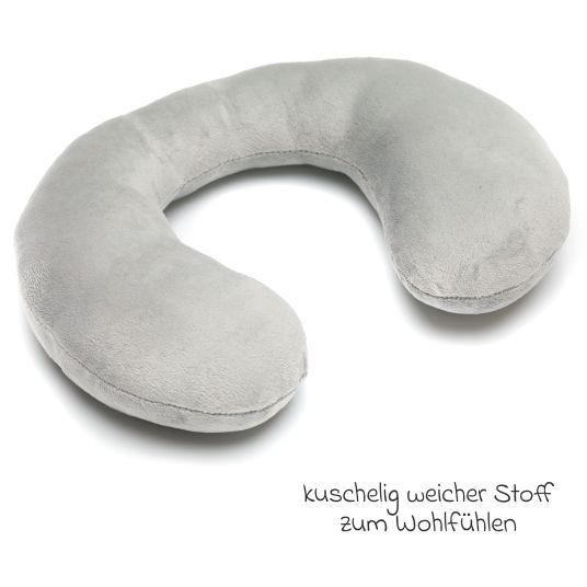 Fillikid Nackenpolster / Nackenstütze mit Plüschoberfläche ergonomisch geformt - Grau