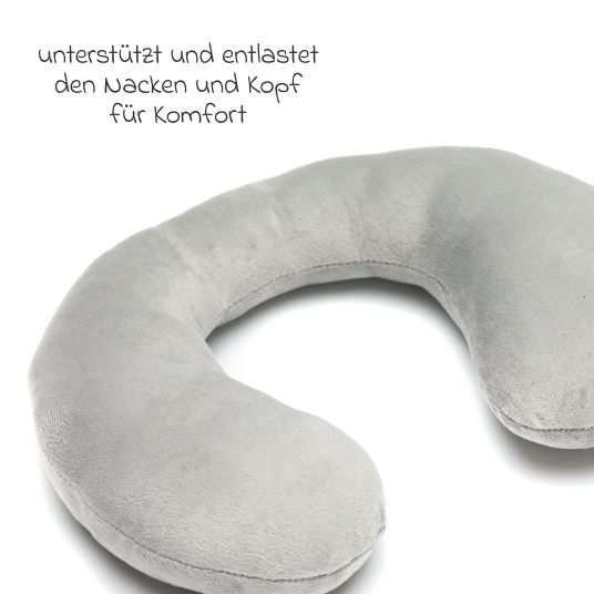 Fillikid Nackenpolster / Nackenstütze mit Plüschoberfläche ergonomisch geformt - Grau