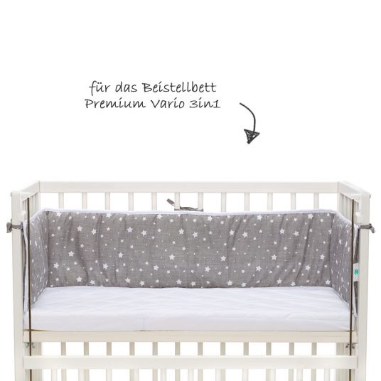 Fillikid Nest for extra bed Premium Vario 3in1 - Stars - Grey