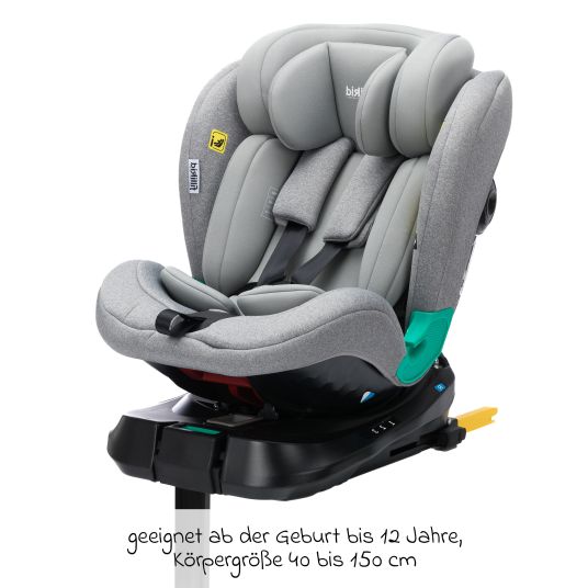 Fillikid Reboarder child seat Luca 360° i-Size from birth - 12 years (40 cm -150 cm) with Isofix base & support leg - Grey