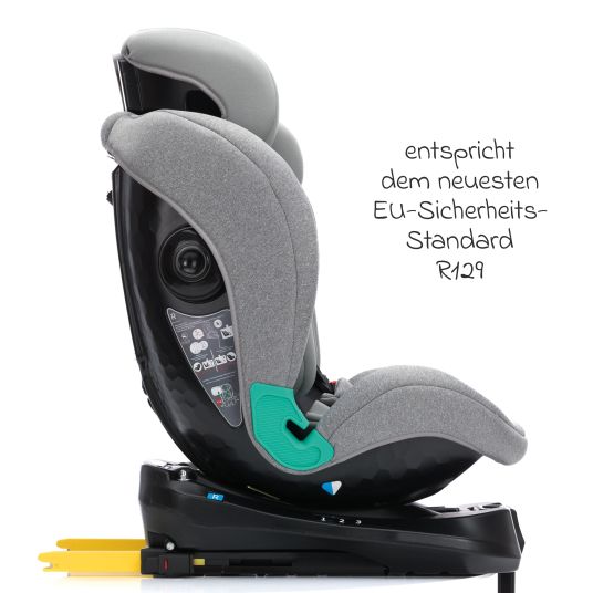 Fillikid Reboarder-Kindersitz Luca 360° i-Size ab Geburt - 12 Jahre (40 cm -150 cm) mit Isofix-Base & Stützfuß - Grau