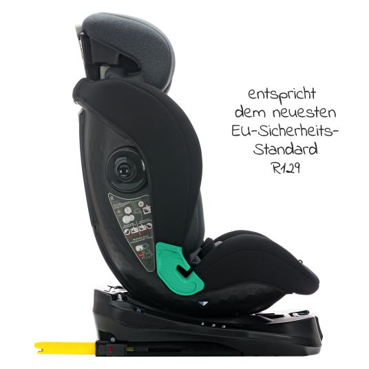 Fillikid Reboarder-Kindersitz Luca 360° i-Size ab Geburt - 12 Jahre (40 cm -150 cm) mit Isofix-Base & Stützfuß - Schwarz Grau