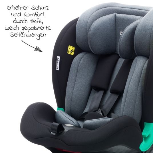 Fillikid Reboarder-Kindersitz Luca 360° i-Size ab Geburt - 12 Jahre (40 cm -150 cm) mit Isofix-Base & Stützfuß - Schwarz Grau