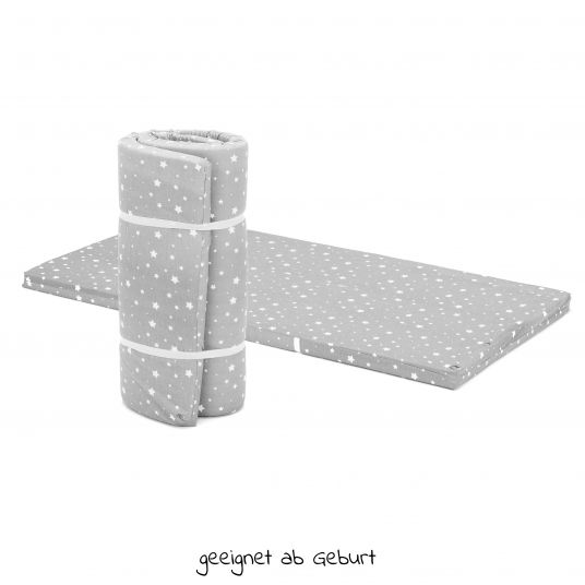 Fillikid Travel cot roll mattress 120 x 60 cm - stars gray