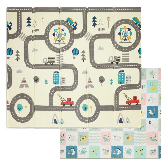 Fillikid Street play mat with double-sided design incl. carry bag 180 x 200 cm - Colorful