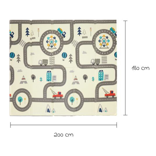 Fillikid Street play mat with double-sided design incl. carry bag 180 x 200 cm - Colorful