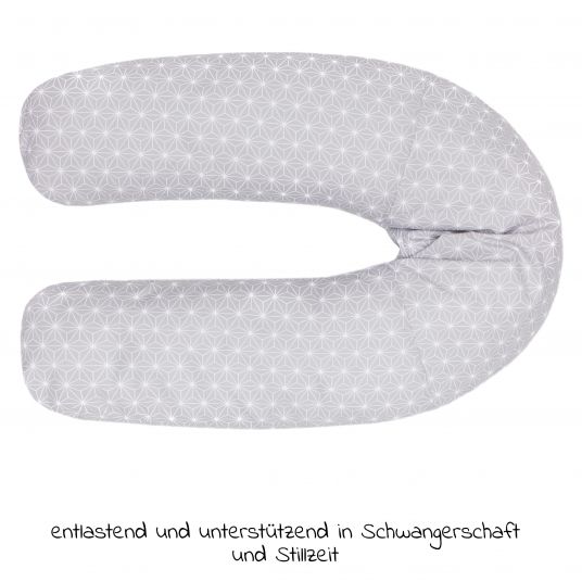 Fillikid Nursing pillow Luxe with micro pearl filling incl. cover 190 cm - Cube - Grey