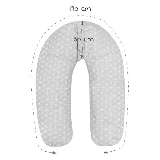 Fillikid Cuscino per l'allattamento Luxe con imbottitura in microperle con fodera 190 cm - Cubo - Grigio