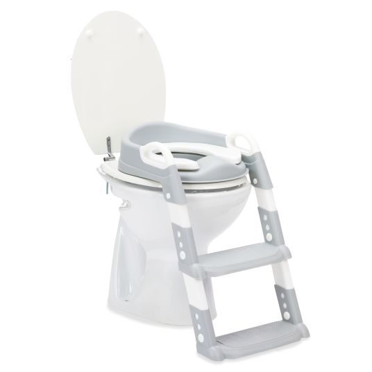 Fillikid Trainer da toilette Ben con gradini regolabili in altezza, preassemblato senza viti - Bianco Grigio