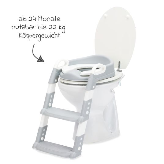 Fillikid Trainer da toilette Ben con gradini regolabili in altezza, preassemblato senza viti - Bianco Grigio