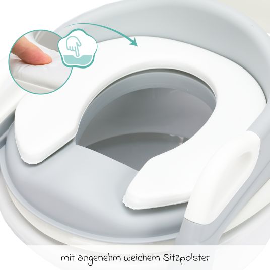 Fillikid Trainer da toilette Ben con gradini regolabili in altezza, preassemblato senza viti - Bianco Grigio