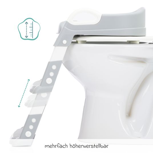 Fillikid Trainer da toilette Ben con gradini regolabili in altezza, preassemblato senza viti - Bianco Grigio