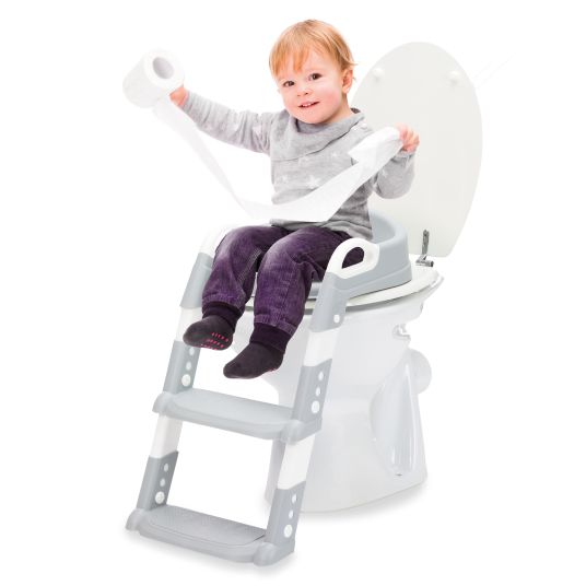 Fillikid Trainer da toilette Ben con gradini regolabili in altezza, preassemblato senza viti - Bianco Grigio