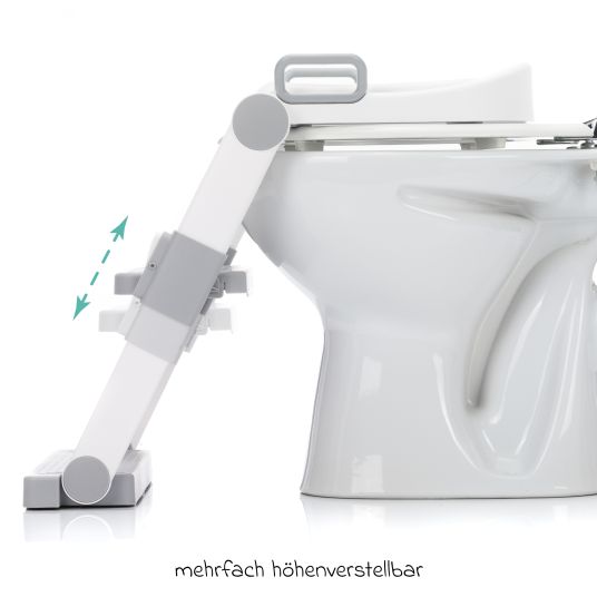 Fillikid Trainer da toilette con regolazione dinamica dell'altezza, ampi gradini, sedile rimovibile, pieghevole - Bianco Grigio