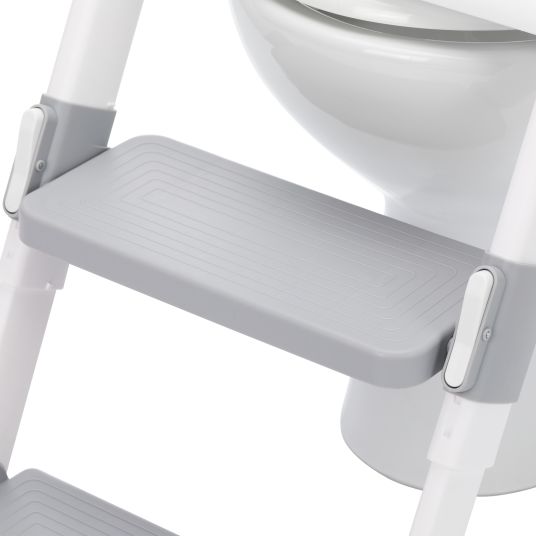 Fillikid Trainer da toilette con regolazione dinamica dell'altezza, ampi gradini, sedile rimovibile, pieghevole - Bianco Grigio