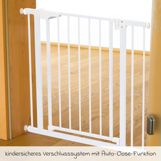 Fillikid Türschutzgitter / Treppenschutzgitter Autoclose (75 bis 82 cm) zum Klemmen ohne bohren, schließt selbsständig - Weiß