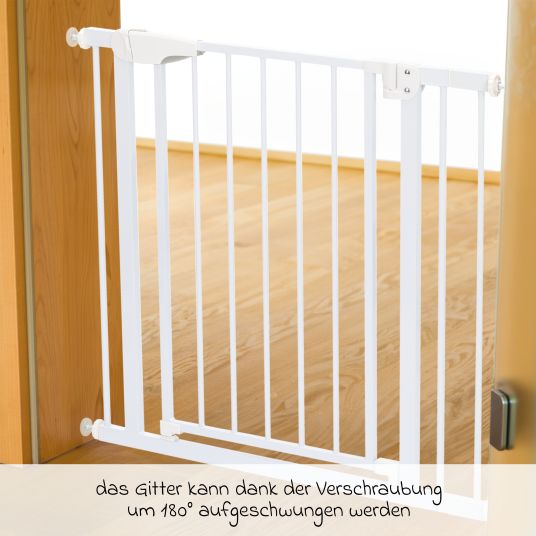 Fillikid Türschutzgitter / Treppenschutzgitter Autoclose (75 bis 82 cm) zum Klemmen ohne bohren, schließt selbsständig - Weiß