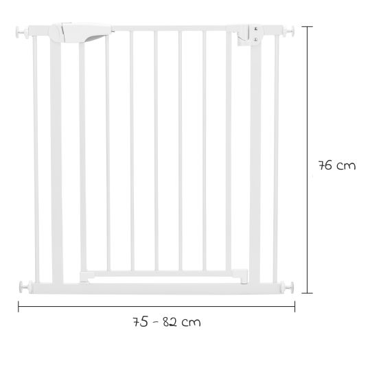 Fillikid Türschutzgitter / Treppenschutzgitter Autoclose (75 bis 82 cm) zum Klemmen ohne bohren, schließt selbsständig - Weiß