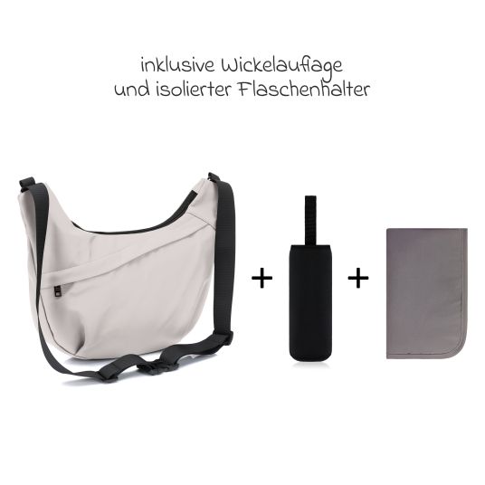 Fillikid Wickeltasche Daybag die moderne Tragetasche, mit Wickelauflage, isolierter Flaschenhalter inkl. Kinderwagenbefestigung - Alabaster Natur