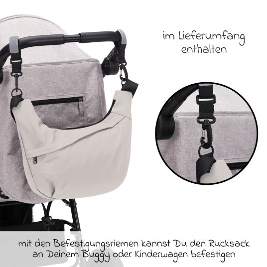 Fillikid Wickeltasche Daybag die moderne Tragetasche, mit Wickelauflage, isolierter Flaschenhalter inkl. Kinderwagenbefestigung - Alabaster Natur