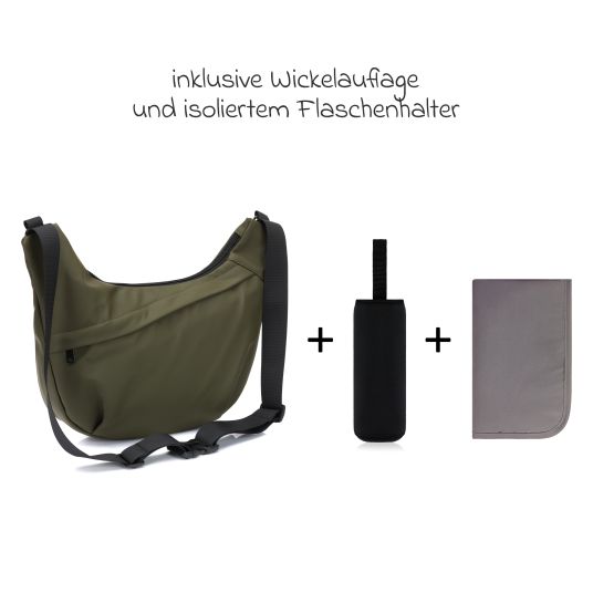 Fillikid Wickeltasche Daybag die moderne Tragetasche, mit Wickelauflage, isolierter Flaschenhalter inkl. Kinderwagenbefestigung - Grün