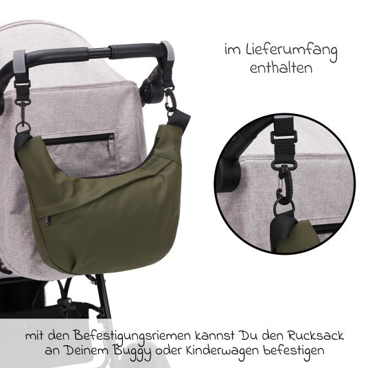 Fillikid Wickeltasche Daybag die moderne Tragetasche, mit Wickelauflage, isolierter Flaschenhalter inkl. Kinderwagenbefestigung - Grün